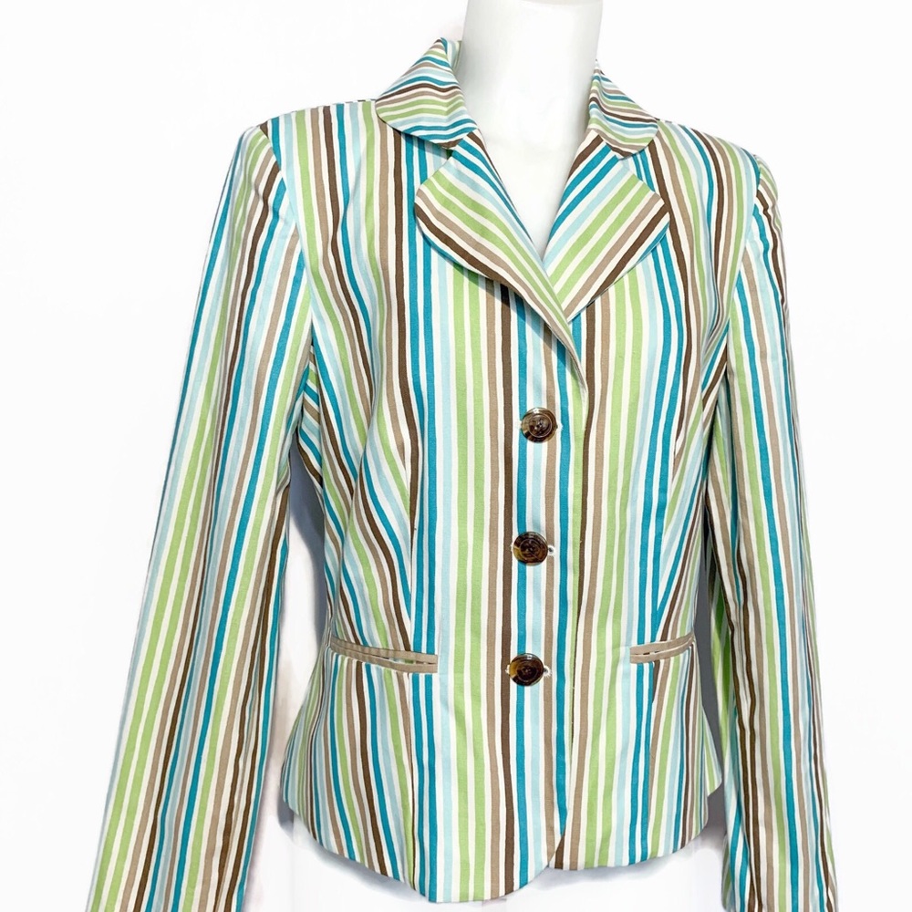 Crispy Colorful Striped Blazer Anthracite Sz 10
